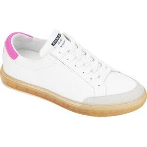 Kenneth Cole New York White Sneakers with Pink Heel and Gum Sole